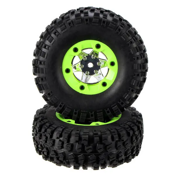 Wltoys 1:12 All Terrain Tyre On Chrome Wheel W/ Green Beadlock 2Pcs - Wl12428-0070 1