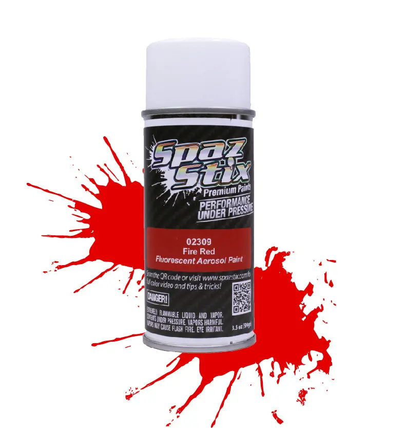 Spaz Stix Fire Red Fluorescent Spray Paint 3.5Oz - Szx02309 1