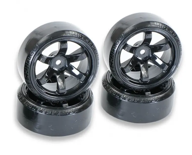 Riverhobby Drift Tyres On Black 6-Spoke Wheels 4Pcs Ftx-6599 - Rh-10489 1