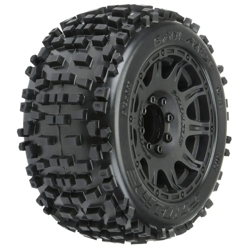 Proline Badlands 3.8In Mt Tyre On Raid Black Wheels W/ Replaceable 17Mm Hexes 2Pcs - Pro117810 1