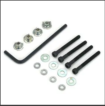 Dubro Engine Mount Bolts 6-32X1in W/ Blind Nuts, Flat & Lock Washers 4Pcs/Ea - Dbr130 1