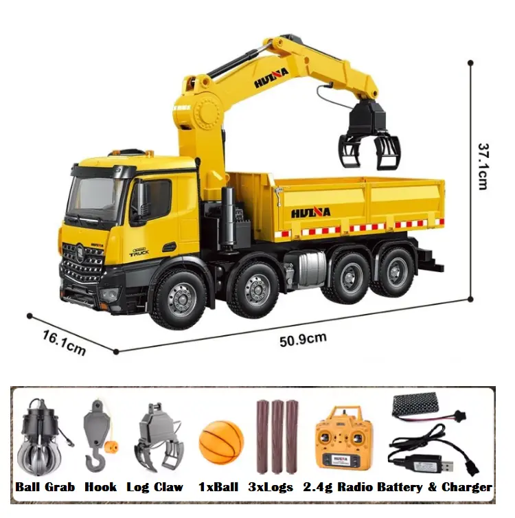 Huina 1:14 Dump Truck With Arm Loader W/ Radio, Battery And Charger - Hn1538 2