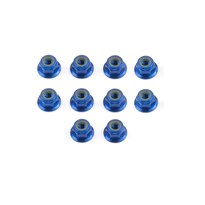 Rct 4Mm Serrated Flanged Nyloc Wheel Nut Blue 10Pcs - Rctln01017b 1