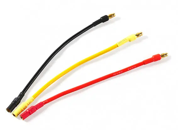 Rct 3.5Mm Banana Plug Motor Extension Wire Set 14Awg 135Mm 3Pc/Bag (3Pc) - Rctc801a1 1