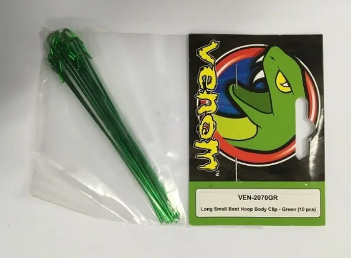 Venom Long Body Pin Green W/ Angled Hoop 10Pcs - Ven-2070Gr 1