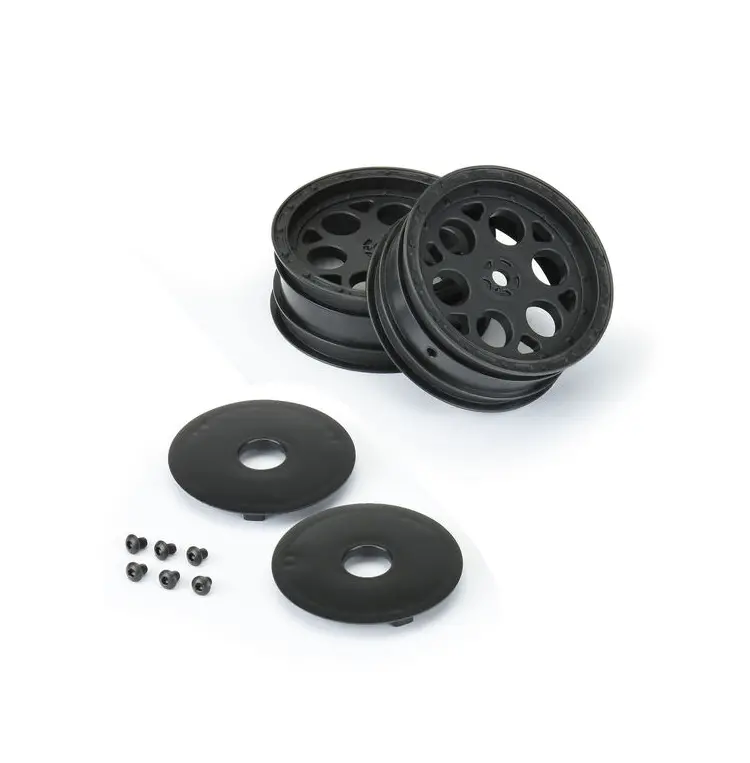 Proline Showtime Fr 2.2In 1:10 Sprint Car Wheels Black W/ Opt. Covers 2Pcs/Ea - Pro278203 2