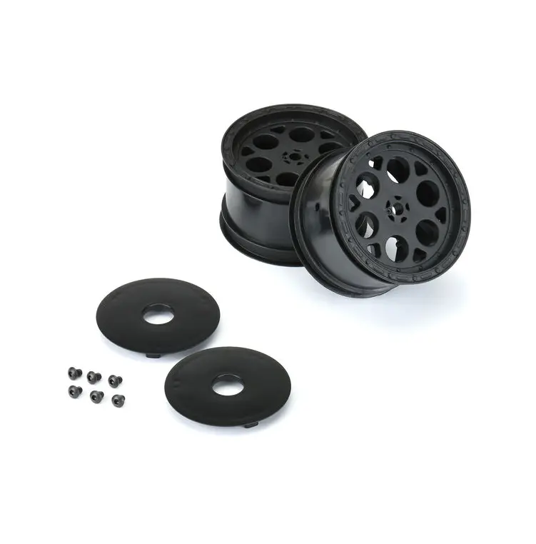 Proline Showtime Rr 2.2In 1:10 Sprint Car Wheels Black W/ Opt. Covers 2Pcs/Ea - Pro278303 2