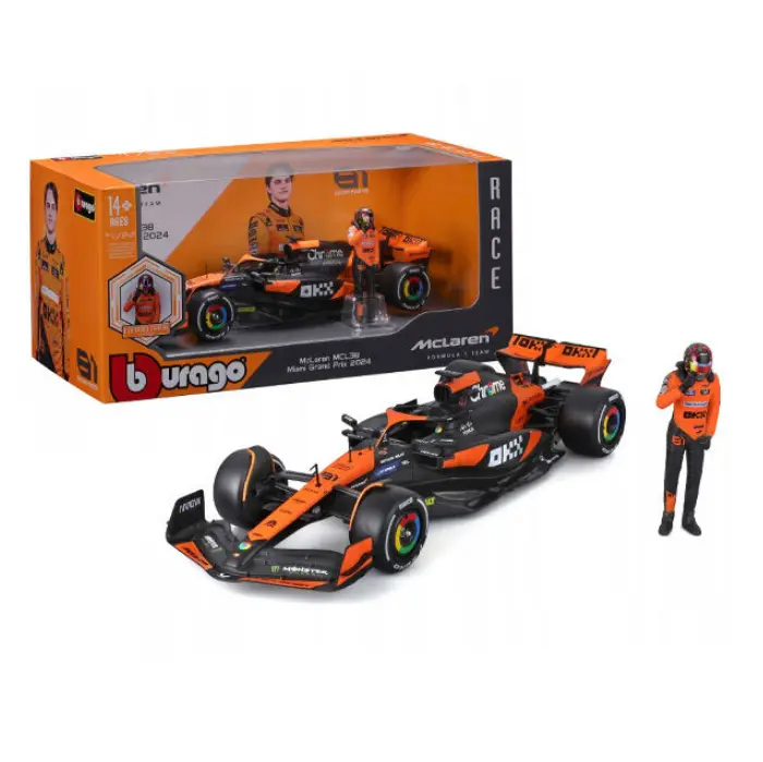Bburago F1 2024 Mclaren Mcl38 #81 Piastri W/ Driver Figurine 1:24 - 28040 1