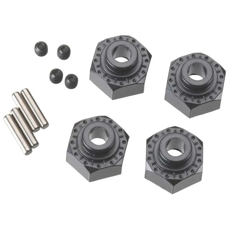 Axial 12Mm Black Aluminium Wheel Hexes W/ Locating Hub & Pins 4Sets Ax30429 - Axic0429 1