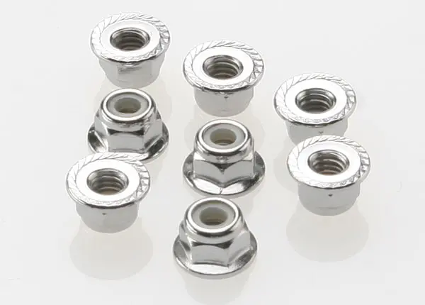Traxxas 4Mm Flanged Silver Nyloc Nuts 8Pcs - 3647 1