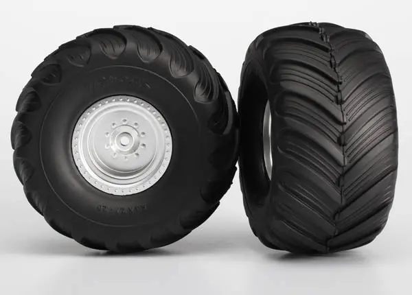 Traxxas Terra Groove Dual Profile Tyres On Satin Chrome Deep Dish Wheels Rr 2Pcs - 3663 1