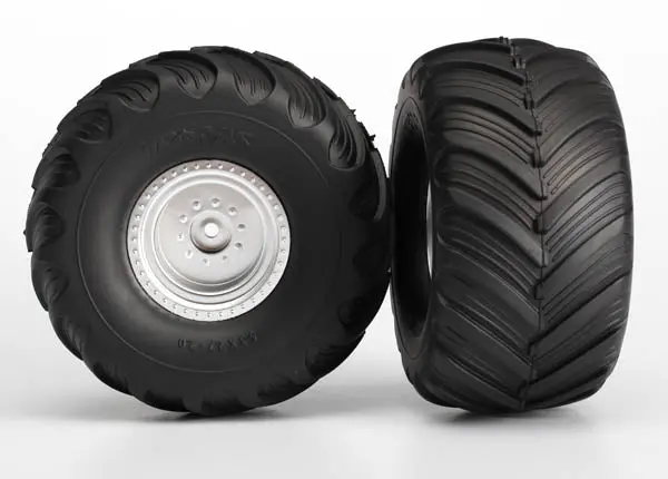 Traxxas Terra Groove Dual Profile Tyres On Satin Chrome Deep Dish Wheels Fr 2Pcs - 3665 1