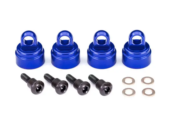 Traxxas Shock Caps Blue Aluminium W/ Screws 4Pcs/Ea - 3767A 1