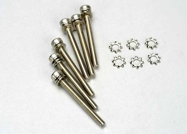 Traxxas 3X28mm Hex Drive Cap Head Screws W/ Lock Washers 6Pcs/Ea - 3963 1
