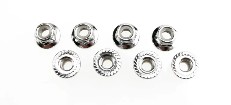 Traxxas 5Mm Flanged & Knurled Silver Nyloc Nuts 8Pcs - 5147X 1
