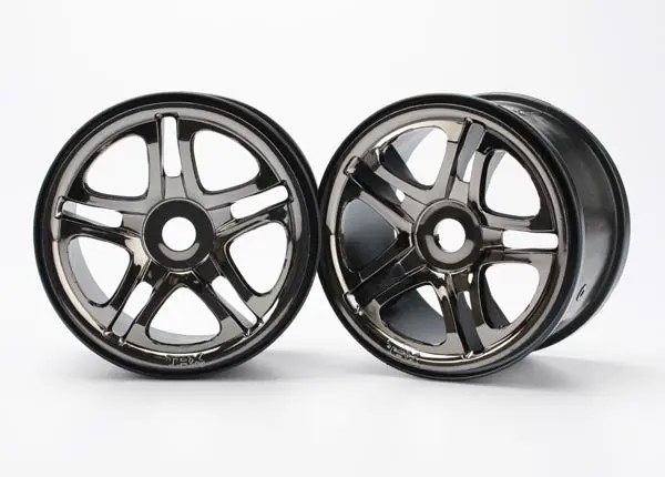 Traxxas 3.8In Split Spoke Black Chrome Wheels 2Pcs - 5172A 1