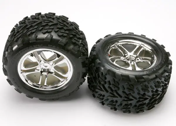 Traxxas Talon 3.8In All Terrain Tyres On Chrome Split Spoke Wheels 14Mm Hex 2Pcs - 5174 1