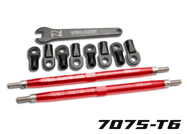 Traxxas 128Mm Turnbuckle Toe Links Red Aluminium W/ Rod Ends 2Pcs - 5338R 1