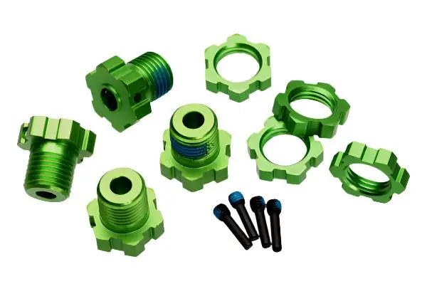 Traxxas 17Mm Splined Hubs W/ Wheel Nuts Green Aluminium 4Sets - 5353G 1