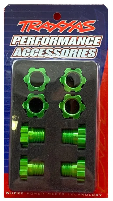 Traxxas 17Mm Splined Hubs W/ Wheel Nuts Green Aluminium 4Sets - 5353G 2