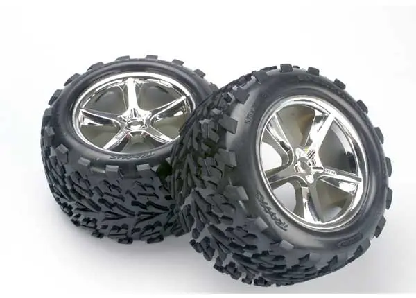 Traxxas Talon Tyres On 3.8In Gemini Chrome Wheels 14Mm 2Pcs - 5374 1