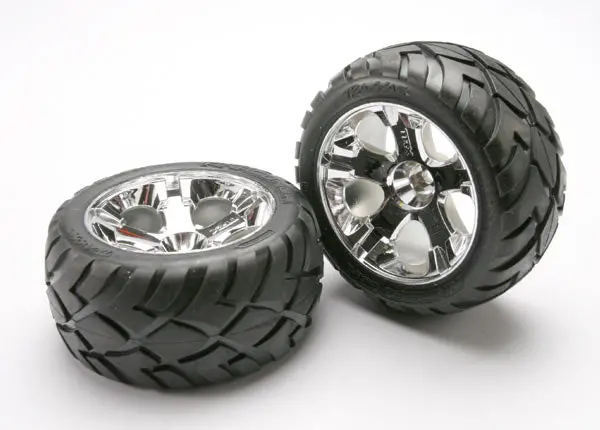 Traxxas Anaconda 2.8In Street Tyres On All-Star Chrome Wheels Front 2Pcs - 5577R 1