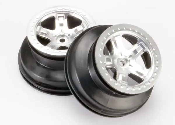Traxxas Sct 5-Spoke Wheels Satin Chrome 2.2/ 3In Front 2Pcs - 5874 1