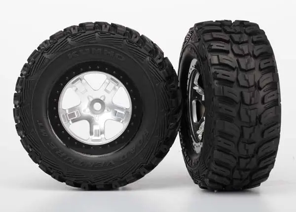Traxxas Sct Kumho Tyres On Satin Chrome Wheels W/ Black Beadlock 2Pcs - 5880 1