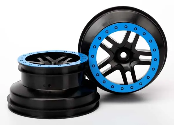 Traxxas Sct Wheels Black Split Spoke W/ Blue Beadlock 2Pcs - 5886A 1