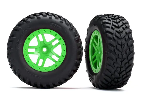 Traxxas Sct Off-Road Racing Tyres On Green Split Spoke Wheel 12Mm 2Pcs - 5892G 1
