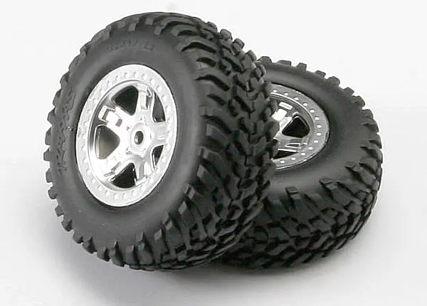 Traxxas Sct Off-Road Tyres On 5-Spoke Satin Chrome Wheels 14Mm Hex 2Pcs - 5973 1
