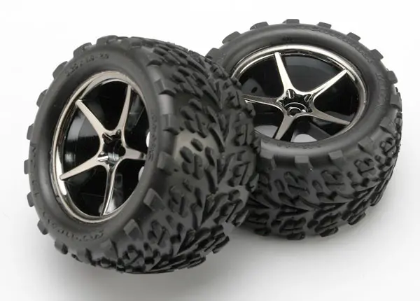 Traxxas 2.2In Talon All Terrain Tyres On Gemini Wheels Black Chrome 12Mm 2Pcs - 7174A 1