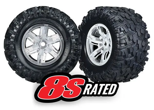 Traxxas Maxx At Tyres On Satin Chrome 6-Spoke Wheels 24Mm 2Pcs - 7772R 1
