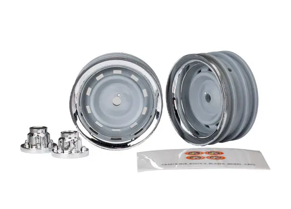 Traxxas 1.9In Wheels Grey Slot W/ Chrome Ring & Center Caps 2Pcs/Ea - 8165 1