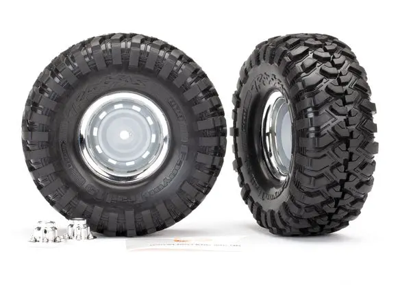 Traxxas Canyon Trail Tyres On 1.9In Wheels Grey Slot W/ Chrome Ring & Center Caps 2Pcs/Ea - 8166 1