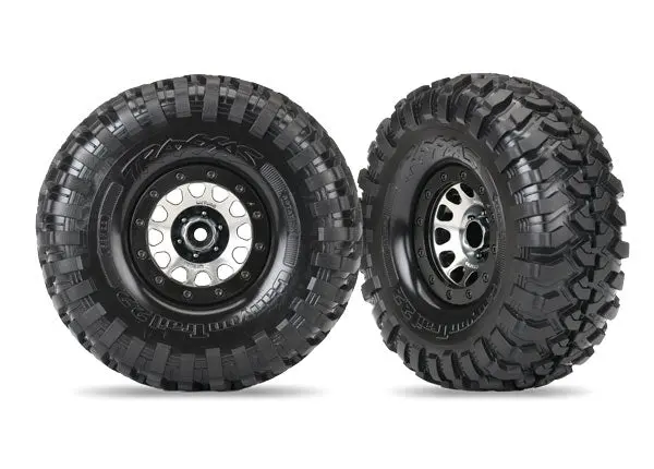 Traxxas Canyon Trail Tyres On Method 2.2In Race Wheels Black Chrome W/ Black Beadlocks 2Pcs - 8172 1