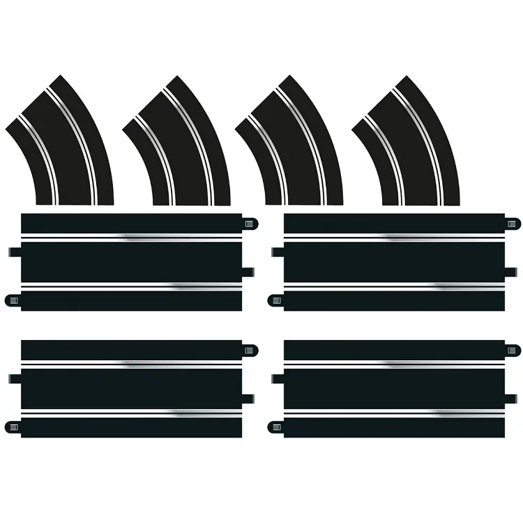 Scalextric Standard Straight And R2 Curve Track Extension Pack (Replaces C8556) 4Pcs/Ea - C8198 1
