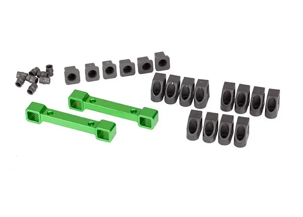Traxxas Suspension Arm Mounts Green Aluminium & Hinge Pin Retainers - 8334G 1