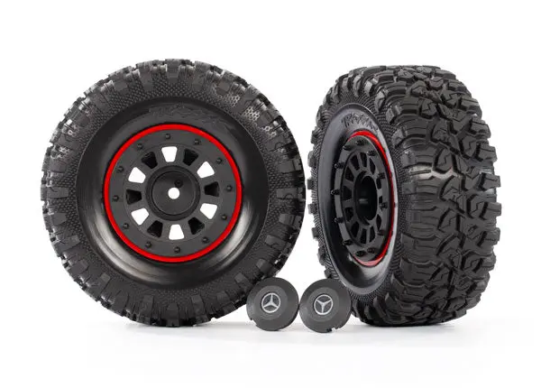 Traxxas Canyon Rt 4.6In Tyres On 2.2In Mercedes G63 Black Wheels W/ Red Beadlocks & Center Caps 2Pcs - 8874 1