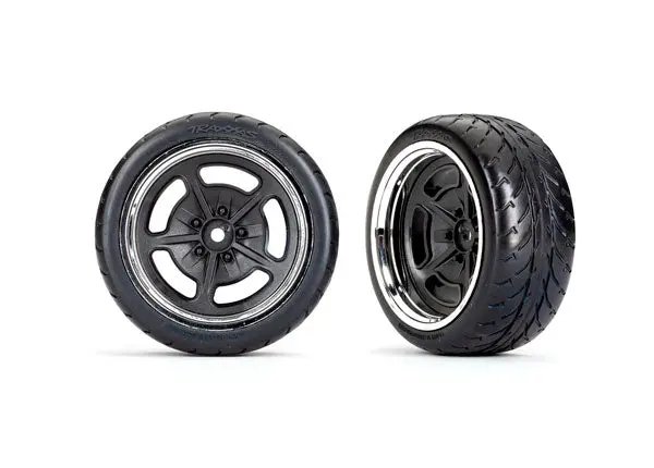 Traxxas 73Mm Response Sticky Tyres On Chrome/ Black Rr X-Wide Wheels 2Pcs - 9373 1