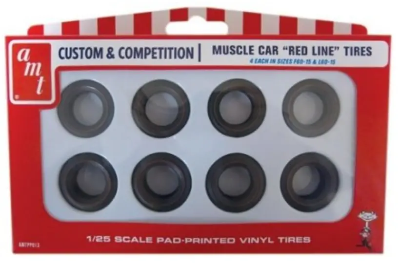 Amt Muscle Car Red Line Tyres 8Pcs 1:25 - Amtpp013 1