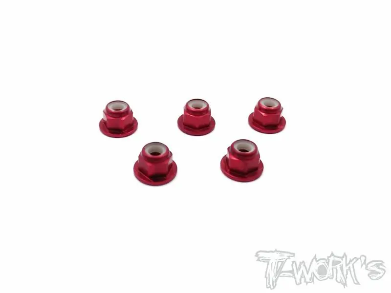 Alu Flange Lock Nuts 3Mm - Red 5Pcs 1