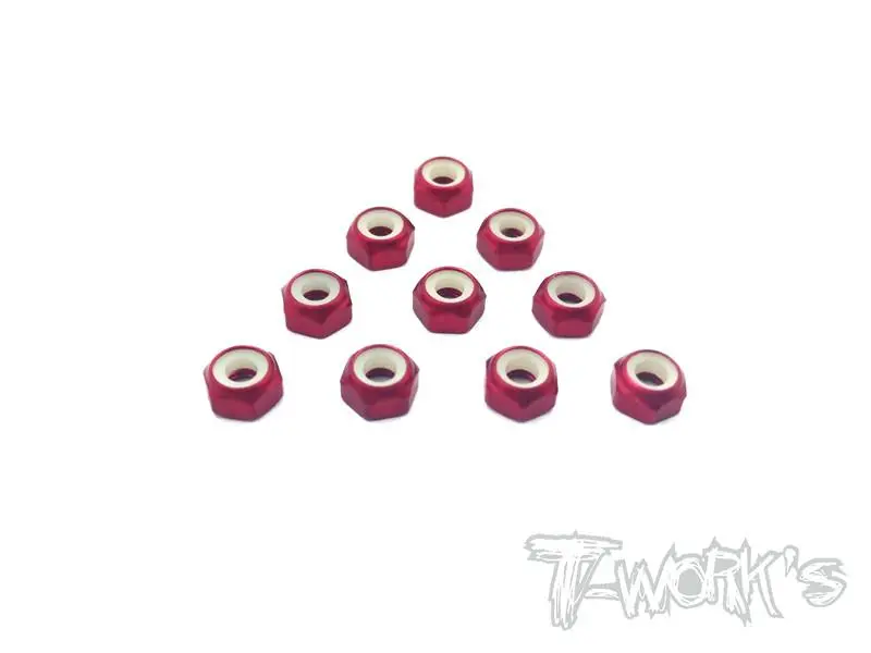 Alu Shock Lock Nuts 3Mm - Red 10Pcs 1