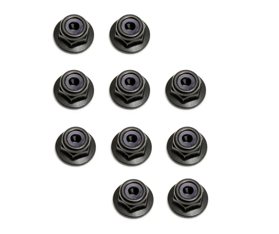 Team Assoc. M3 Flanged Nyloc Nuts Black 10Pcs - Ass25612 1