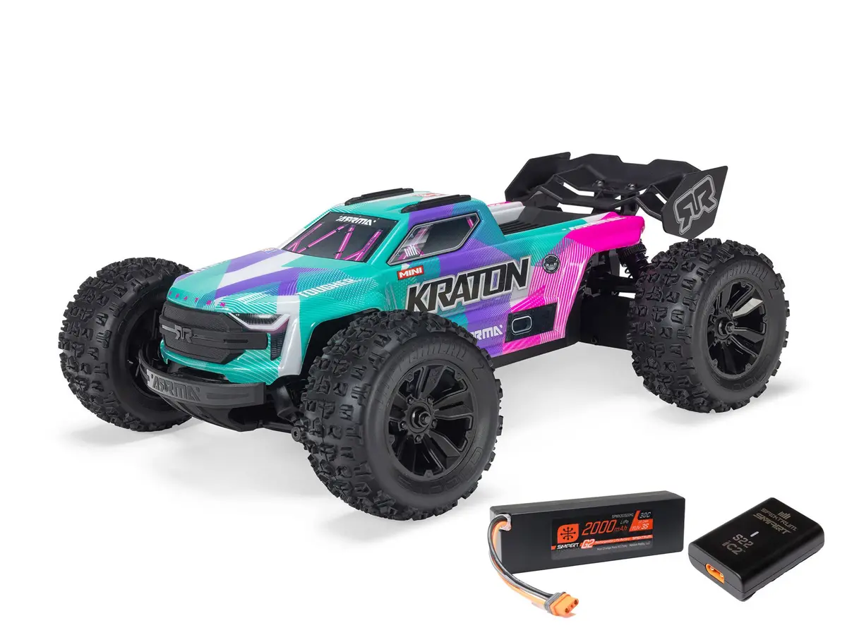 Mini Kraton 3S Dsc 4X4 1/16Th Rtr With Batt/Chg - Teal/Pink 1