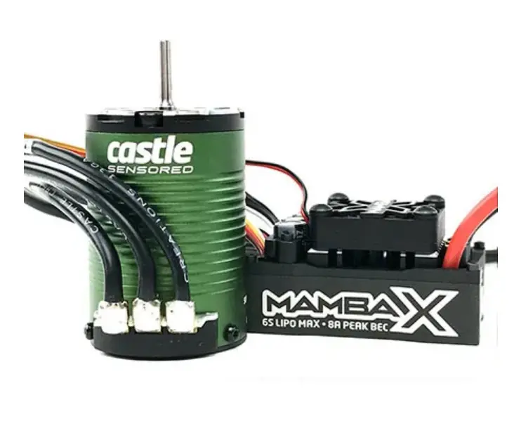 Castle Creations 1410-3800Kv Sensored Brushless 4-Pole Motor W/ Mamba X Sct Pro Esc 25.2V Combo - Cse010016100 1