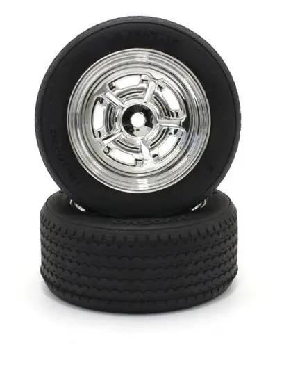Kyosho Vintage Touring Car Tyre On Chrome 5-Spoke Wheel Fz02 2Pcs - Kyo-Fath703smm 1