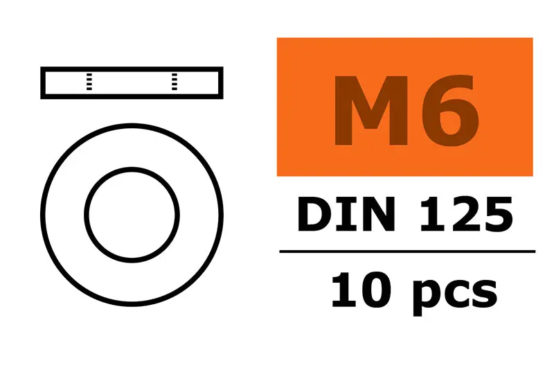 Washer, M6, Galvanized Steel (10Pcs) Gf-0154-008 1