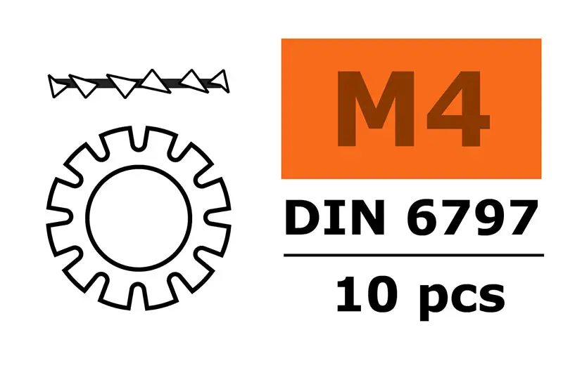 Locking Washer, M4, Galvanized Steel (10Pcs) Gf-0155-003 1