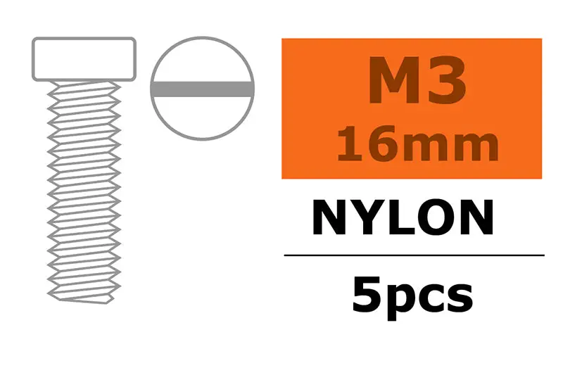 Pan Head Screw, M3x16, Nylon (5Pcs) Gf-0310-003 1